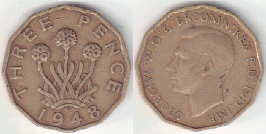 1948 Great Britain Threepence A003545